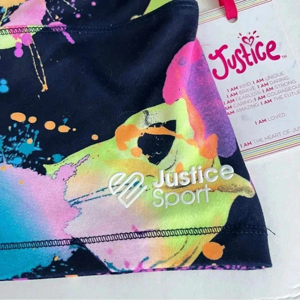 Justice Girls J-Sport Longline & Bike Short Active Outfit Set Sz Medium (10)